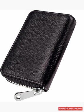 Slim RFID Blocking Leather Wallet with Zipper Compact Card Holder